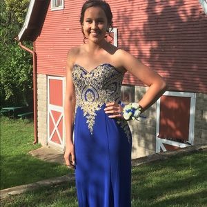 Blue long prom dress
